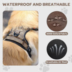 FURRYFECTION Plaid Dog Harness for Large Dogs, Reflective No Pull Adjustable Pet Vest with Front Clip, Leash, Easy Control Handle and Seat Belt, Dark Brown, XL