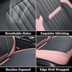 Coverado Car Seat Covers Front, Seat Covers for Cars, Waterproof 2-Pack Car Seat Cushions, Leather Carseat Seat Protectors, Universal Seat Covers Fit for Most Sedans SUV Pick-up Trucks(Pink&Grey)
