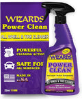 Wizards Power Clean Wheel and Tire Cleaner - Non Caustic and No Acid Biodegradable Interior Car Cleaner - Safe on All Kinds of Wheels - Dissolves Grease, Brake Dust and Road Grime - 22 oz
