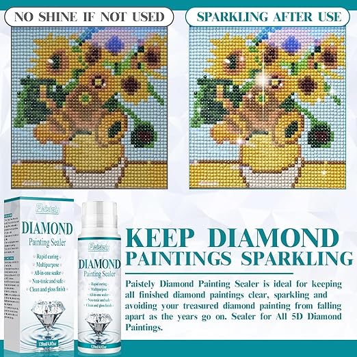 Diamond Painting Sealer & Glue, Clear, Permanent Fixation & Shining Effect, Art Glue for 5D Diamond Painting, Puzzles & DIY Crafts (120ml*2)