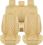 LINGVIDO Car Seat Covers Full Set (5 Seats) - Premium Perforated Nappa Leather, Waterproof Shield, Omni-Adapt Fit SUVs Sedans, Ultimate Family & Pet Protection