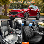 CX-5 Car Seat Covers Custom Fit for Mazda CX-5 2013-2025 2026, Full Coverage Leather Waterproof Breathable Seat Covers, Automotive Seat Protectors, Airbag Compatible(2 Front Seats, Black)