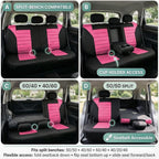 FH Group Automotive Car Seat Covers Rear Set Premium 3D Air Mesh Seat Covers, Airbag Compatible and Split Bench Cover Universal Fit Interior Accessories for Cars Trucks and SUVs - Pink