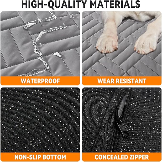 YJGF Dog Mat for Back Seat Extender for Dogs,Dog Bed for Car,Hard Bottom Seat Cover,Pet Cover for Hammock(Gray, for Truck Back seat Extender)