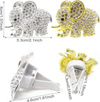 Honbay 2PCS Rhinestone Elephant Car Air Vent Clips - Car Air Freshener - Gold and Silver