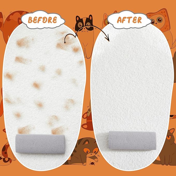 Abbylike 6 Pcs Pet Hair Remover Pumice Stone Car Pet Hair Removal Tool for Bedding Carpet Couch Furniture Cleaning (5.3 x 2 x 1.4 Inch,Gray)