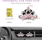 2 PCS Bling Car Air Vent Clips, Crystal Rhinestone Crown Vent Decorative Air Freshener Clips, Sparkly Diamond A/C Outlet Aroma Diffuser Clip for Vehicles, Car Accessories (Pink)
