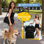 Modoker Dog Travel Bag Airline Approved Pet Cat Tote Organizer for Weekend Trips, 2 Bowls, 2 Food Containers & Feeding Mat