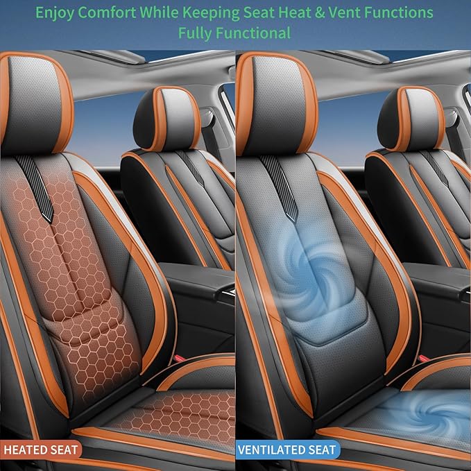 Fit Accent Car Seat Covers for Hyundai Accent 2006-2025 2026 -Upgraded Premium Waterproof & Breathable Leather,Airbag Compatible,All-Weather Seat Cushion Protector,2 Front/Black-Brown