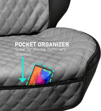 FH Group Car Seat Cushion – Faux Leather Single Front Seat Cover with Front Pockets, Airbag Compatible, Universal Fit Car Seat Cushion for Driver or Passenger Seat, SUV, Truck, Sedan & Van – Gray