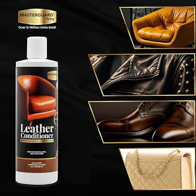 MASTERGUARD Leather Conditioner – Water-Based, Non-Toxic Formula for Furniture, Car Seats, Boots, Jackets & Purses – Conditions, Protects & Revives Leather – Safe for People & Pets
