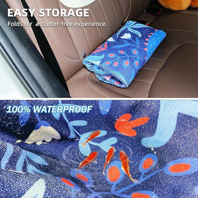 Waterproof Sweating Car Seat Cover for Post Gym Workout, Running, Swimming, Beach and Hiking, Universal Fit Non-Slip Bucket Seat Protector for Cars SUV Trucks, Machine Washable (Dinosaur)