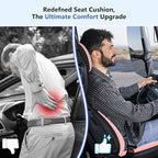 Car Seat Cushion with Neck Pillow & Lumbar Support Back Sciatica Tailbone Pain Relief Car Pillows Ergonomic Memory Foam Back Support for Driving Seat Office Chair Wheelchair 3 Pcs Pink