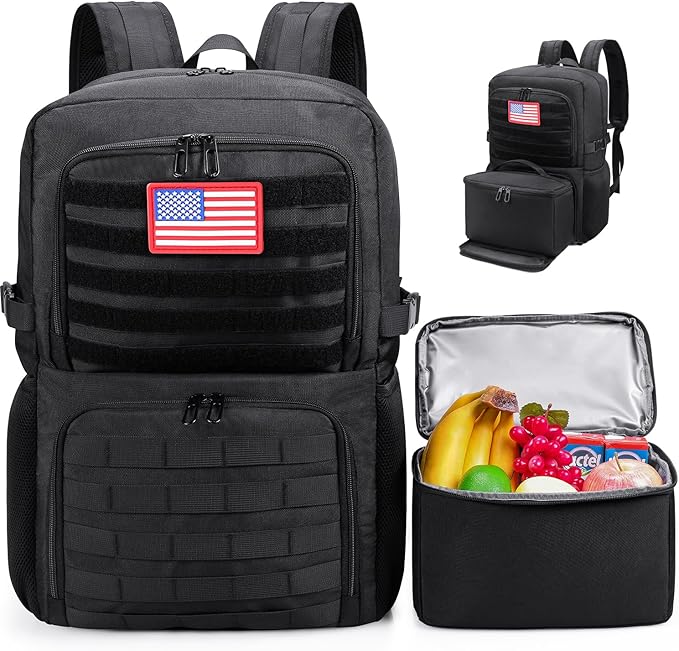 BERTASCHE Lunch Backpack, Laptop Backpack 17 inch for Work w/Insulated Cooler Lunch box for Men Women, Casual Daypack for Travel Commuter Picnic College,Black