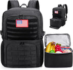 BERTASCHE Lunch Backpack, Laptop Backpack 17 inch for Work w/Insulated Cooler Lunch box for Men Women, Casual Daypack for Travel Commuter Picnic College,Black