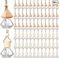 BBTO 100 Pcs Car Air Fresheners Diffuser with Wooden Cap Empty Aromatherapy Diffuser Clear Car Fragrance Holder Pendant Hanging Perfume Fresheners Bottles for Decor(Diamond,Clear)