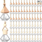 BBTO 100 Pcs Car Air Fresheners Diffuser with Wooden Cap Empty Aromatherapy Diffuser Clear Car Fragrance Holder Pendant Hanging Perfume Fresheners Bottles for Decor(Diamond,Clear)
