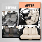 Car Seat Covers Compatible with Toyota Camry 1999-2026 Durable Waterproof Automotive Seat Covers Stretchable Fabric Material, Airbag Compatibility, Nappa Leather(Full Set with Pillow, Beige Brown)