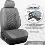 CAR PASS 3D Foam Mesh Leather Car Seat Covers Front Seats, Grey Breathable Front Seat Cover for Cars, Comfortable Universal Fit for SUV Truck Sedan Automotive Anti-Slip Airbag Compatible, Pure Gray
