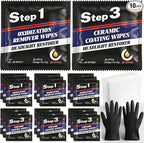 Demissle 21 Pcs Headlight Restoration Kit Includes 10 Remover Wipes 10 Coating Wipes 1 Glove Headlights Cleaner Kit for Restores Clarity Removes Yellowing Oxidation Cars Trucks Motorcycles