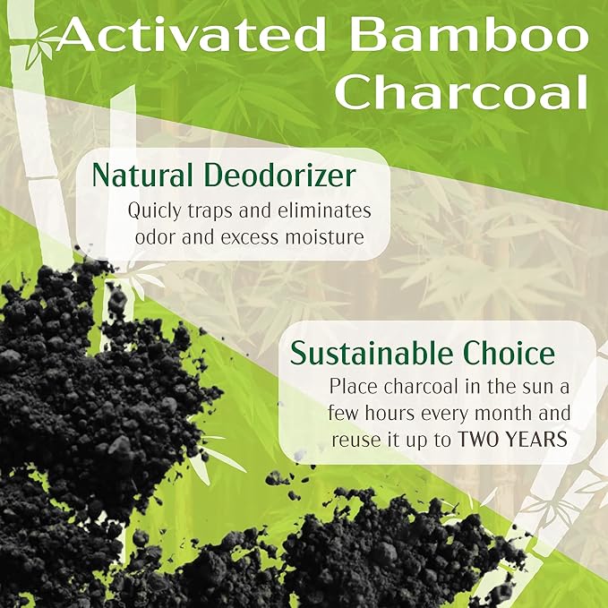 BambooMN Sky Blue Bamboo Charcoal Air Purifier Freshening Cube, 500 Grams Bamboo Activated Carbon, 4 Pieces