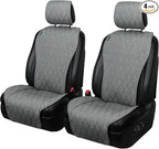 2pcs Sideless Car Seat Covers for All Seasons - Breathable Front Seats Cushions Non-Slip Bottom with Headrest Protectors - Universal Carseat Cover Fits for Most Vehicles Cars Van SUV Truck Grey