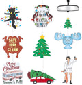 8pcs Christmas Theme Air Fresheners, Funny Vacation Ocean/Black Ice/New Car Scents Hanging Incense Chips, Aromatic Trendy Rearview Mirror Pendant Decoration