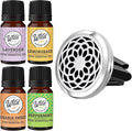 Wild Essentials Sunflower Essential Oil Car Vent Diffuser Kit, Lavender, Lemongrass, Peppermint, Orange Oils, Stainless Steel Locket Pendant, 8 Refill Pads, Customizable Color Changing Air Freshener