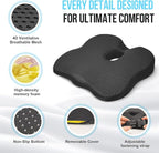 Car Seat Cushion for Driving – Ergonomic Wedge Memory Foam Booster Automotive Seat with Non-Slip Bottom & Adjustable Strap – Car Seat Pad for Car, Truck, Vehicle