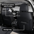 Universal Car Seat Covers, Black and Gray, Premium Nappa Leather, with Lumbar Support, Waterproof, Full Set, Non-Slip, Contoured Fit, Fits Most Vehicles, Upgraded Protection for Car Interiors