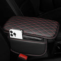 Center Console Cover for Cars Fit for Jeep Gladiator Leather Armrest Covers with 2 Storage Bags(Black&Red)