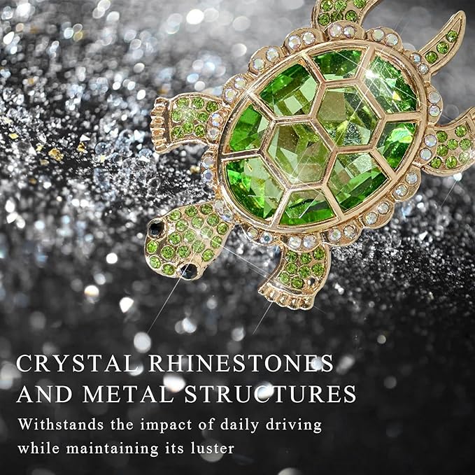 2PCS Bling Tortoise Car Air Vent Clips, Crystal Cute Turtle Air Fresheners Diffuser Vent Clip, Rhinestone Air Conditioning Outlet Clip Charm Car Interior Decor for Women Men