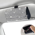 Accmor Bling Sunglasses Holder for Car Sun Visor, Sparkling Eyeglasses Car Visor Clip Storage Glasses Organizer Case, PU Leather Auto Sunglass Holder Protective Box for Truck, SUV, RV (White)