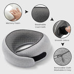 SZXYX Travel Pillows for Airplanes, 100% Pure Memory Foam Neck Pillow for Airplanes, Comfortable Breathable Cover, 360° Support Stowable Pillows for Sleeping, Car, Airport Travel Essentials, Max Grey