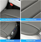KAYI Car Seat Cushion, Comfort Memory Foam Car Cushions for Driving, Breathable Leather Surface with Anti Slip Rubber Bottom, Seat Cushion for Car and Office Chair (2 Pack, Grey)