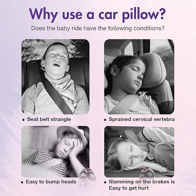 Car Pillow for Kids,Car Neck Head Support Cushion Set,Travel car seat Safety Pillow,h Shape car Sleeping Pillow Kids,Pillow case can be Disassembled and Washed (D)
