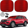 Autoamerics 2-Piece Windshield Sun Shade - Metallic Red Foldable Car Front Window Sunshade for Most Cars SUV Truck Heat Blocker Visor Protector Blocks Max UV Rays and Keeps Your Vehicle Cool - Medium