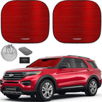 Autoamerics 2-Piece Windshield Sun Shade - Metallic Red Foldable Car Front Window Sunshade for Most Cars SUV Truck Heat Blocker Visor Protector Blocks Max UV Rays and Keeps Your Vehicle Cool - Medium