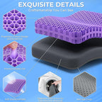 TushGuard Gel Seat Cushion for Long Sitting, Enlarged & Thickened Patent Design, Breathable Cooling for Office Chair, Soft Car Seat Cushion for Wheelchair (Standard, Grey)
