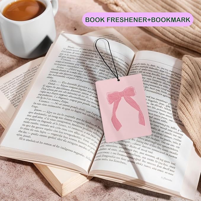 Coquette Pink Bow Air Freshener for Car, Cute Pink Girly Air Freshener Hanging 3 Pcs for Cars Closet Drawer or Books, Cute Girly Preppy Car Mirror Decor for Women