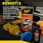 Meguiar's Quik Eraser Kit, Car Scratch Remover for Repairing Surface Blemishes, Car Scratch Repair Kit with ScratchX, Drill-Mounted Pad, and Microfiber Towel, 4 Count