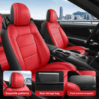 Custom Fit Ford Mustang Convertible Seat Cover 2015 2016 2017 2018 2019 2020 2021 2022 2023 2024 2025 2026, Faux Leather Car Seat Cover Full Set (Convertible-Red+Balck)