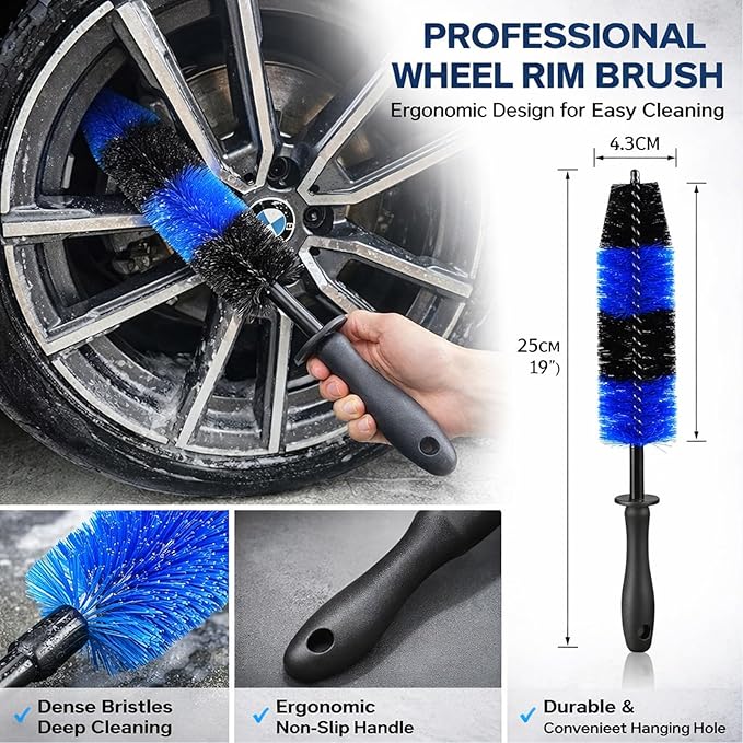 36Pcs Car Detailing Kit, Car Detailing Brush Set, Car Wash Cleaning Kit, Car Detailing Brushes, Professional Car Care Kit for Interior Exterior Wheels, Blue