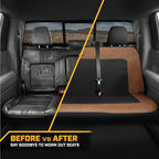 Cat MeshFlex Beige & Black Rear Seat Cover for Car – Durable Canvas & Mesh Design 60/40 Split Bench Protector for Cars, Trucks & SUVs – Back Seat Cover for Rear Bench – Interior Car Accessory