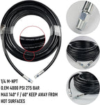 Hourleey Sewer Jetter Kit for Pressure Washer 100FT, Drain Cleaner Hose 1/4 Inch NPT, Orifice 4.0 Button Nose and Rotating Sewer Jetting Nozzle Spanner Tape Pearl Corsage Pin, 4000 PSI