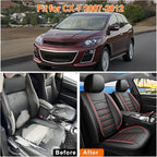 CX-7 Car Seat Covers Fit for Mazda CX-7 2007-2012, Full Coverage Premium Leather Waterproof Breathable Seat Covers, Automotive Seat Protectors, Airbag Compatible(2 Front Seats, Black & Red)