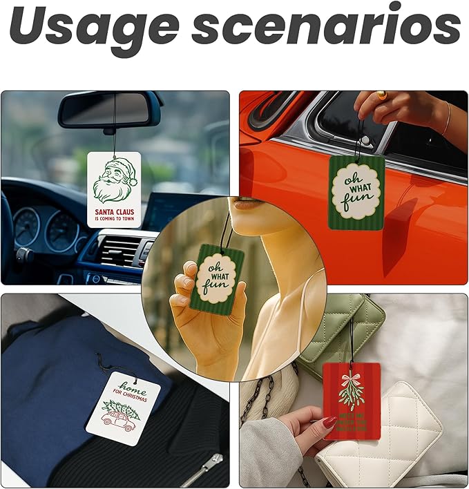 Trendy Christmas Car Air Freshener 4 Pcs - Coquette Bow Christmas Tree Santa Gift Air Freshener Hanging Decor for Cars Closet Drawer Books, Christmas Bow Santa Car Accessories Mirror Decor for Women