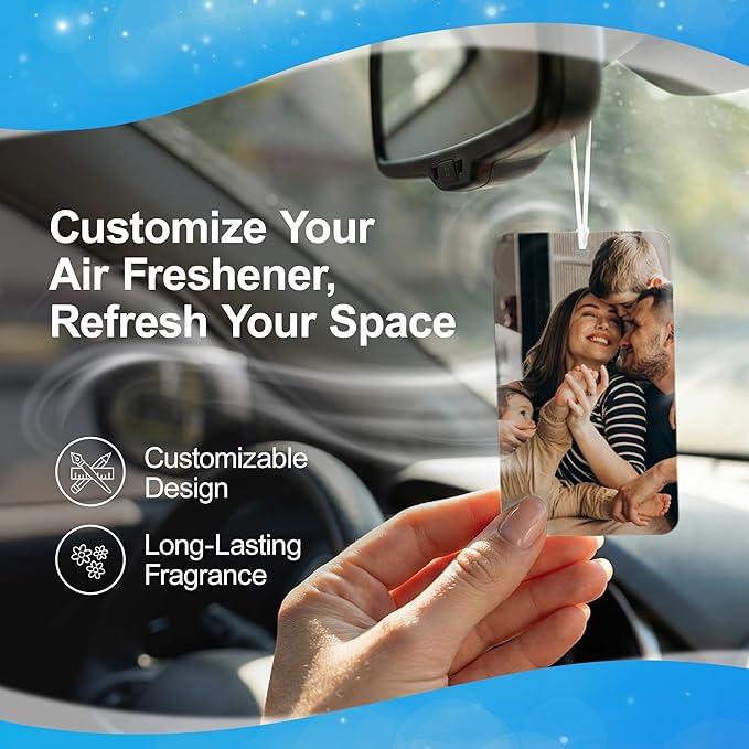 Instafreshener Custom Hanging Air Freshener | Rounded Rectangle Horizontal | Custom Air Fresheners with Picture or Text for Car, Closet, Bathroom, Locker & Office Décor