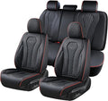 Coverado Automotive Seat Covers 5 Seats, Leather Seat Covers Fullset, Black Car Seat Covers, Luxury Car Seat Covers, Seat Cushion, Driver Seat Covers, Car Seat Protector Universal Fit Most Cars