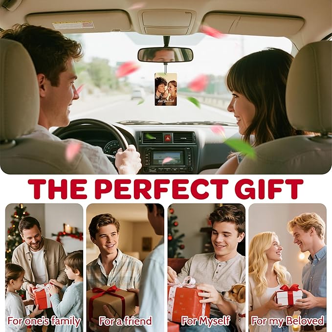 Bemaystar Custom Air Fresheners with Picture – Custom Double Sided Photo Car Air Freshener, Personalized Air Freshener for Car Wardrobe Bathroom and Hanging Ornaments (Rectangle)